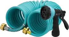 25Ft Recoil Garden Hose with 7-Pattern Spray Nozzle Retractable Corrosion-Resist
