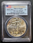 2013(W) SILVER EAGLE. STRUCK AT WEST POINT. PCGS CERTIFIED MS69. CERT. #26805213