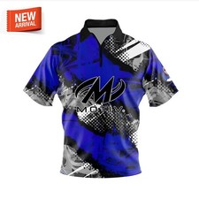 Custom Name Motiv Royal Blue Sport Grunge Bowling Jersey Zip Polo Shirts S-5XL
