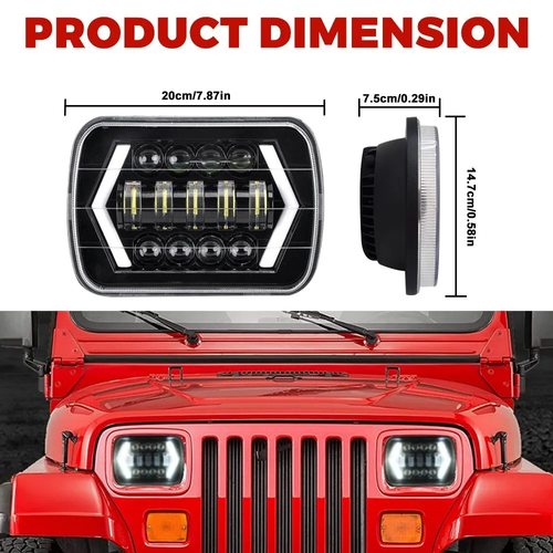 Combo For 1987-1995 Jeep Wrangler YJ 7x6" LED Headlights Hi/Lo Beam Combo For 1987-1995 Jeep Wrangler YJ 7x6" LED Headlights Hi/Lo Beam