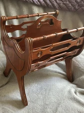 Vintage Magazine Rack Butler Mahogany 4 Section Style 855 16" x 12” X 17”
