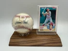 Johnny Bench Autographed Baseball with Card and Wood Base Display - NO COA