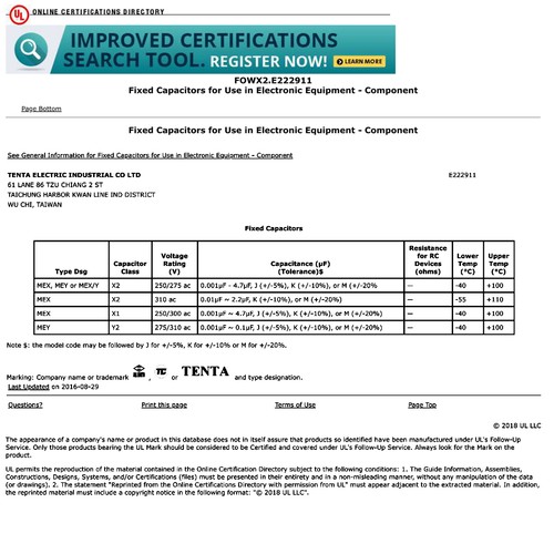 Confezione da 5 condensatori di sicurezza in film polipropilene 0,47uF 250VAC X2 MKP - Foto 5 di 5
