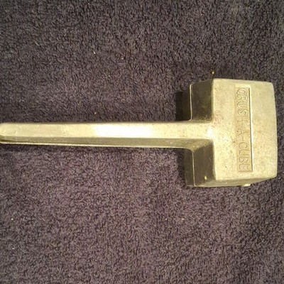 antique Crush-A-Cube Manual Silver Metal Ice Crusher Rectangle Kitchen Tool