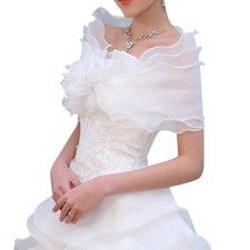 Wedding Shawl White Elegant Flower Multi Layer Tulle Wrap Chiffon 30cm