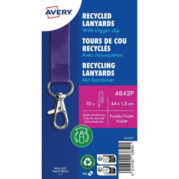 Avery Zweckform Lanyards 4842P, Karabiner, Lila, 10 St.-image
