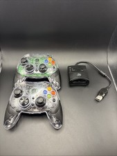 2 Original Xbox Wireless Controllers w/ 1 Ada...
