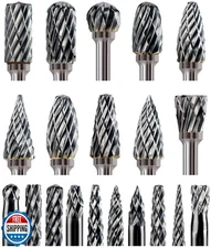 20 Pcs Carbide Burr Bits 1/8" Shank Compatible with Dremel Milwaukee Metal Gr