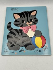 Vintage Playskool Kitty Kitten Wooden 9 Piece Puzzle 2 to 5 Years 165-6