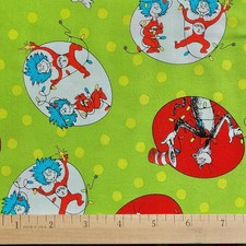 Dr. Seuss Fabric Cat in the Hat Fabric Christmas 100 Cotton from Robert Kaufman