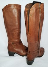 Pavers Relife Genuine Leather Faux Fur Lined Knee Boots Tan Womens Size 4-4.5 G