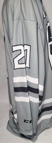 CCM USHL USA Hockey Team Player #21 Jersey Gray White Black Stripes Sz XL Used - Picture 9 of 13