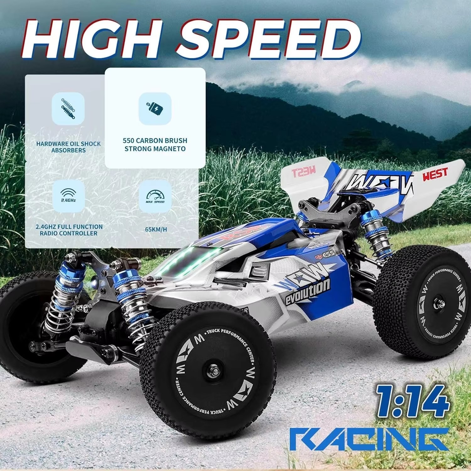 WLtoys 144011 1/14 Fast RC Car,Max 43 MPH Off-Road Remote Control Car with Light