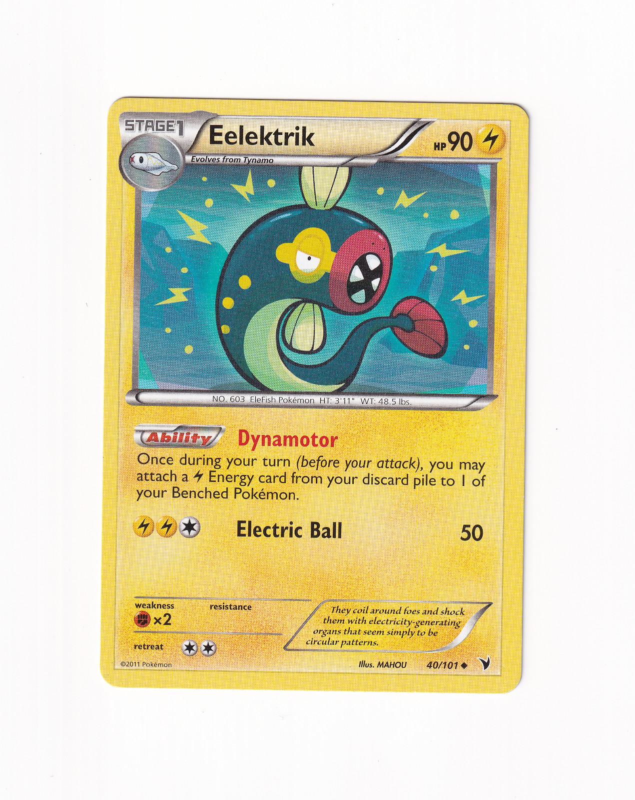 Eelektrik 40/101 Noble Victories Regular Non Holo Pokemon Card Light Played LP