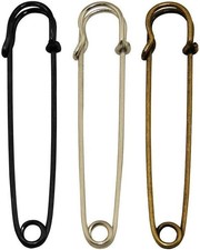 Set of 12 Extra-Large 4" Steel Safety Pins for Blankets, Skirts, Crafts