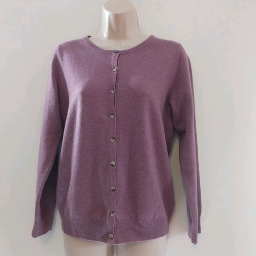 BODEN 100% Cashmere Cardigan Size 16 Purple