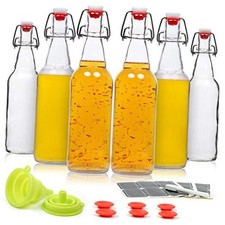 Set of 6-16oz Swing Top Glass Bottles - Flip Top Brewing Bottles 16oz - 6 Pack