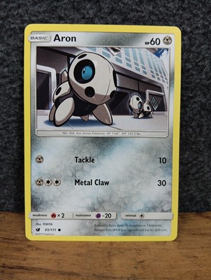 Pokemon Card 2017 Crimson Invasion - Aron 65/111 Trading Game Card