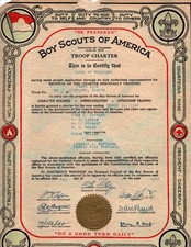 BSA 1927-1928 Charter - Troop 23 Portland Oregon