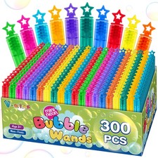 300 Pack Mini Bubble Wands for Kids in 10 Color, Bulk Party Favors