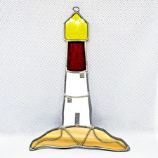 Stained Glass LIGHTHOUSE Shaped Suncatcher Ocean Nautical Beach House Sailing