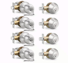 4 Pack Keyed Entry Door Knob Deadbolt Lock Set Keyed Alike Satin Nickel