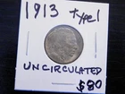 Uncirculated 1913 Type 1 Buffalo Nickel