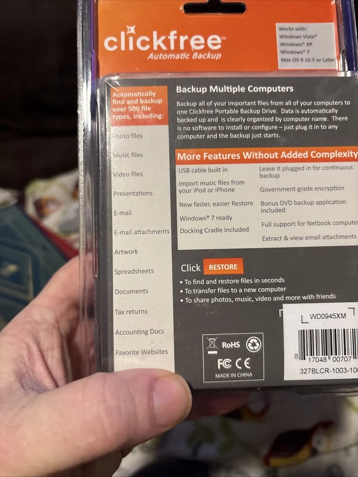 Click Free Automatic Backup 320GB External Hard Drive HD327 Blue - Image 3 of 4