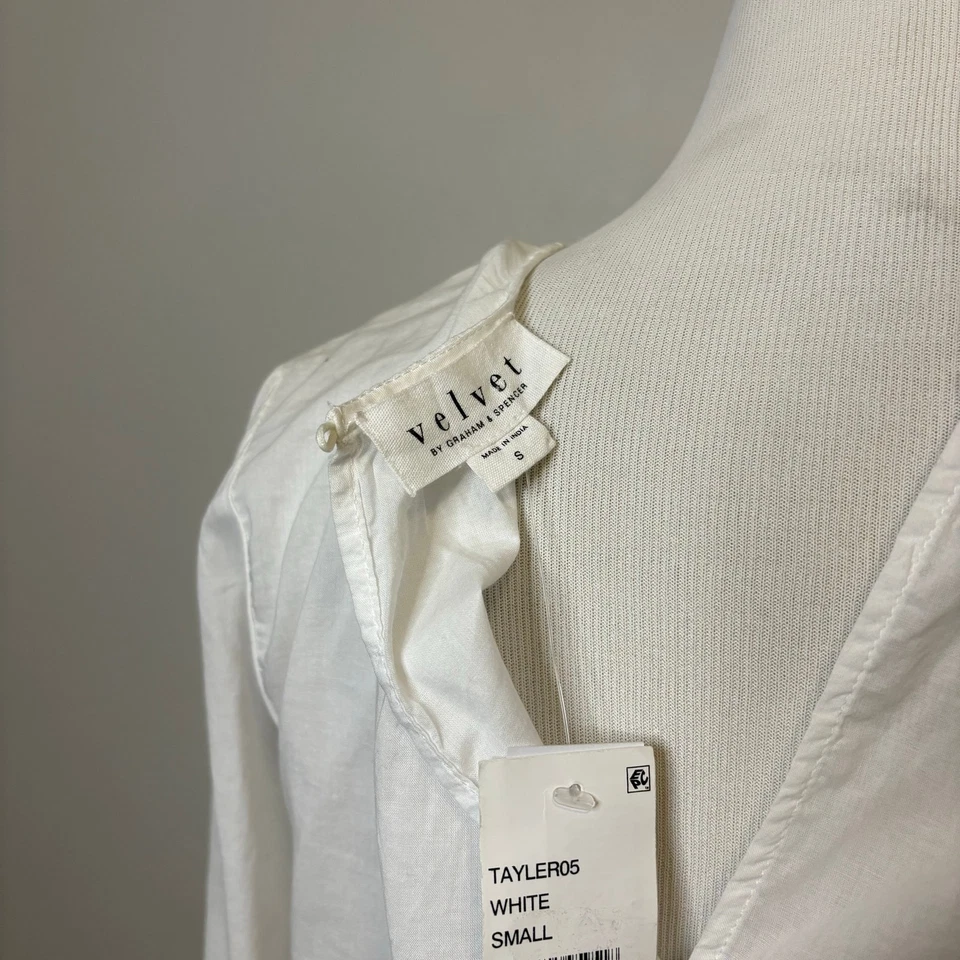 Velvet Graham Spencer NWT White Long Sleeve Lace Peasant Boho Blouse Top Small - Image 4 of 4