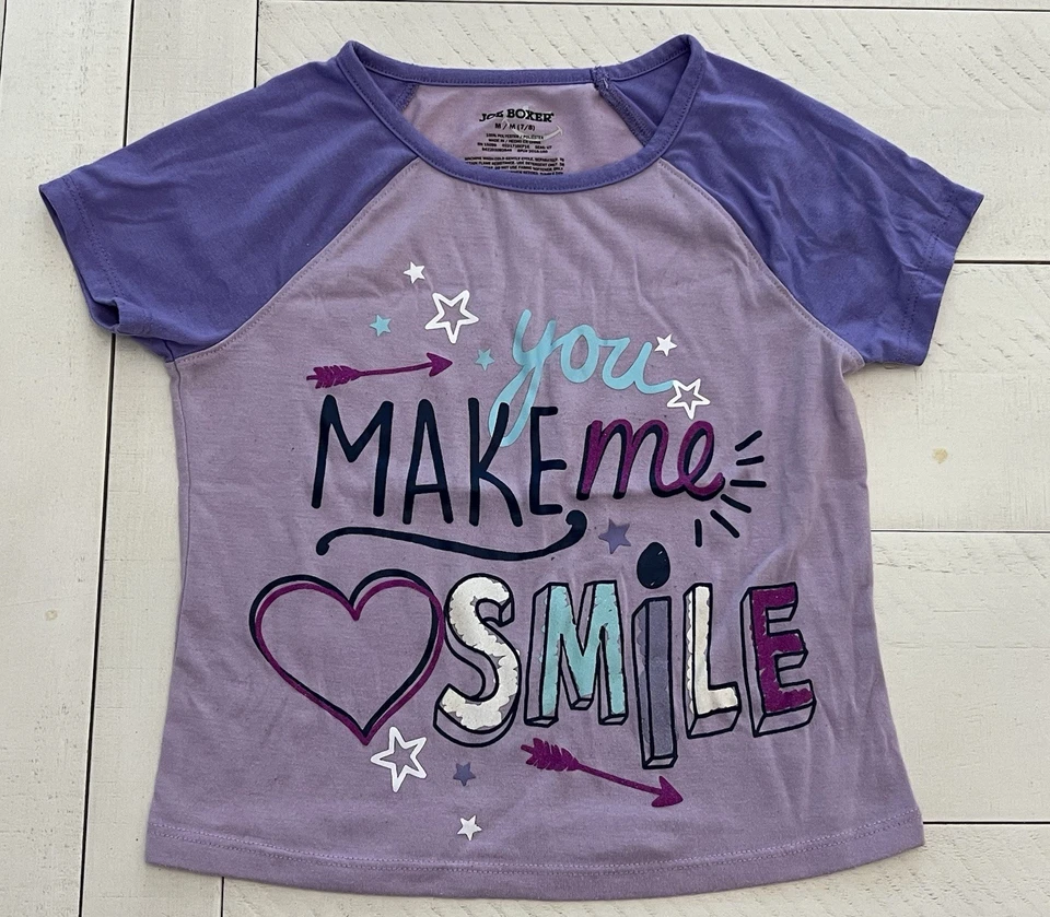 Joe Boxer Niñas/Niños Juego de 2 Piezas Pijama Smiley Corazón Púrpura a Juego (M) 7/8 Foto 2 de 4