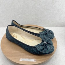 Circus by Sam Edelman Ballet Flats 9 Teal Black Leopard Print Bow Balletcore