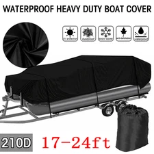 17ft-24ft Waterproof Heavy Duty Pontoon Boat Cover Outside UV Rain Dust Protect