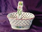 Cesto portafrutta ceramica dipinta a mano 20cmx20cmx12cm centrotavola servizio piatto