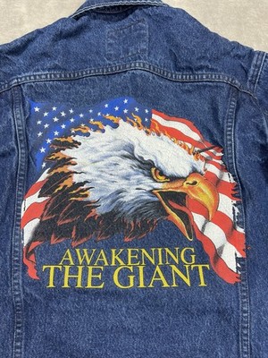VTG Lee Denim Collection Jacket M USA Eagle Flag Awakening The Giant Y2K Jean