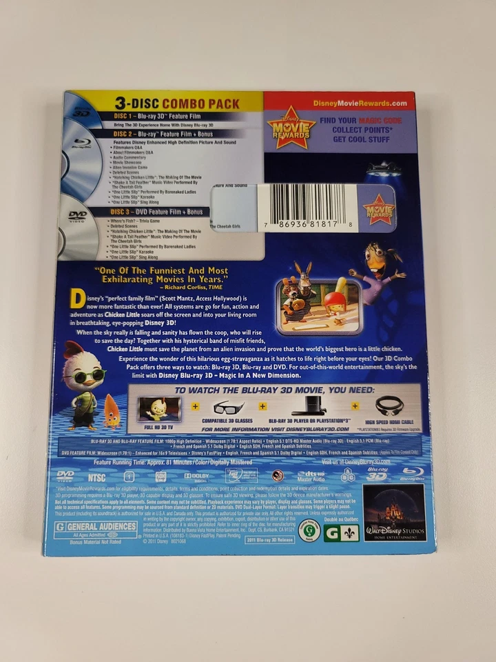 Chicken Little 3D: w/Lenticular Slip Rare & OOP (3D Blu-Ray/Blu-ray/DVD) New  - Image 2 of 4