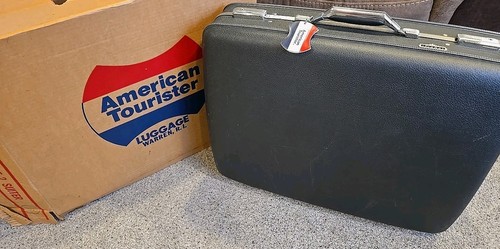 1960s American Tourister Silver Gray Dusk Suiter Suitcase 25x20 w Box 