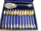 Antique Gorham Grecian Sterling Silver Coin Ice Cream Dessert Set Box