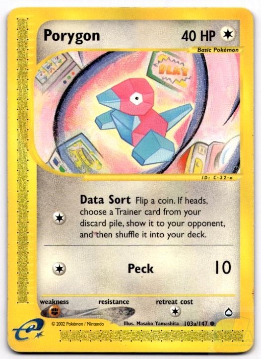 Porygon (103b) 103b/147 Common Aquapolis Pokemon Moderately Played
