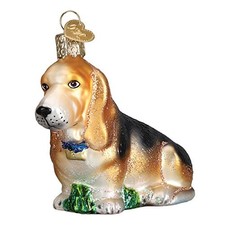 Old World Christmas Basset Hound Dog Glass Tree Ornament 12473 FREE BOX New