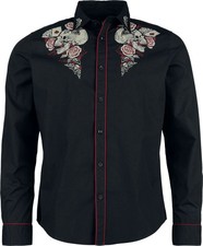 Rock Rebel by EMP Herren schwarzes Langarmhemd mit Logo-Label und Print