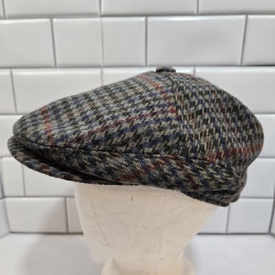 Gottmann Harris Tweed Plaid Newsboy Flat Hat Cap Size 55/S Hand Woven READ