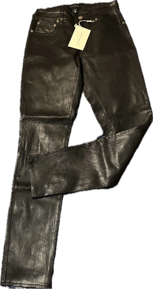 Pantalones de piel de cordero de cuero Lucky Brand para mujer NUEVOS 12/31 ajustados al tobillo Foto 4 de 4