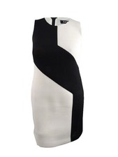 DKNY Women's Colorblocked Mesh Shift Dress (10, Black/Ivory) 802892548611