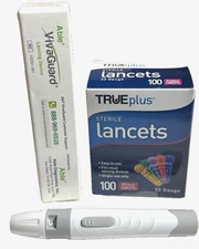 100 TruePlus Sterile Lancets 33 Gauge Twist Top   + Lancing Device