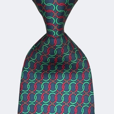 LOUIS FERAUD TIE SILK VINTAGE NECKTIE INTERLINK DESIGN MULTI COLOR MADE IN ITALY