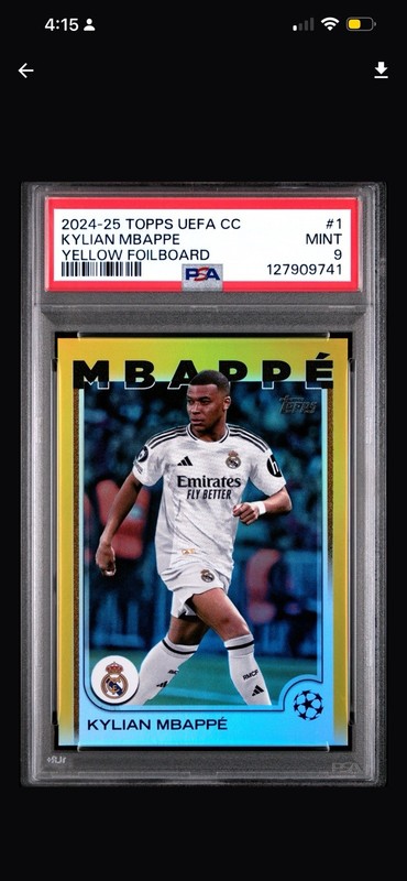 2024-25 TOPPS  REAL MADRID KYLIAN MBAPPE FRANCE 🇫🇷 /175 PSA 9