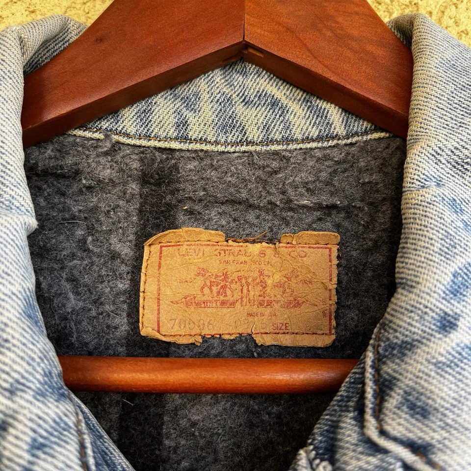 复古蓝色牛仔卡车司机李维斯夹克 80 年代中号男女通用  — 第 4/4 张图片