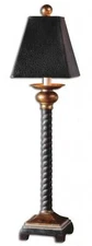 Elegant TWISTED BLACK Buffet Lamp Rope Antique Bronze Classic Table Accent