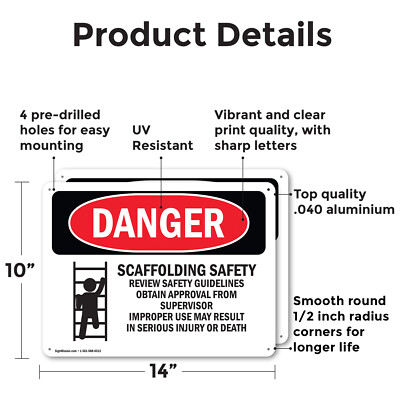 Vsafety Cartello Di Sicurezza "Pericolo Scavi Profondi" 300x100 Mm - Rischio In Giallo, Plastica 2 Mm, Conforme EN ISO 7010 - 3