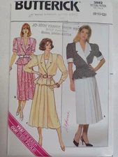 Blazer Top Pleated Skirt 8 10 12 Butterick 3882 Sewing Pattern UC Casual Dress